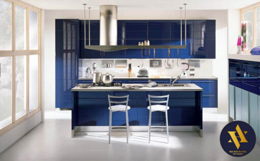 Tủ bếp acrylic màu xanh A16